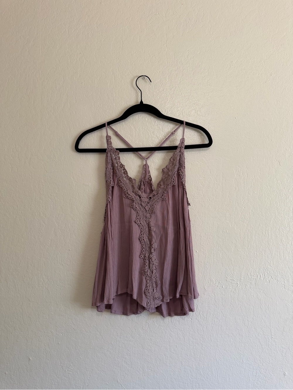 Lace-Trim V-Neck Sleep Cami in Dusty Mauve
